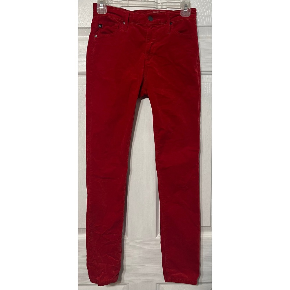 Anthropologie AG The High Rise Stevie Ankle Velvet Red Jeans Women's 25